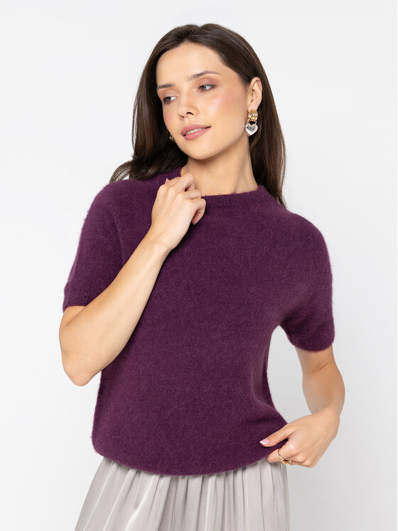 Miss LK Miss LK Sweter MISSLKB Bordowy Regular Fit