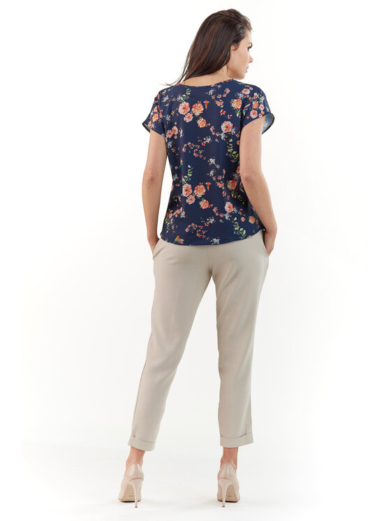 Awama Awama Blusa L067 Blu scuro Basic Fit