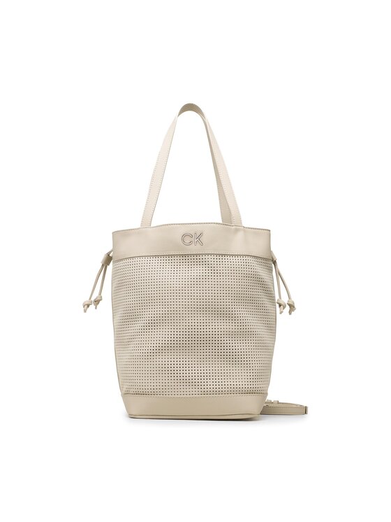 Calvin Klein Geantă Re-Lock Drawstring Bag Perf K60K610635 Écru Bag imagine noua