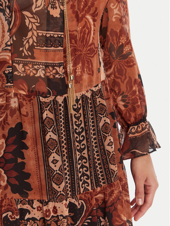 Rinascimento Rinascimento Koktel haljina CFC0125465003 Smeđa Regular Fit