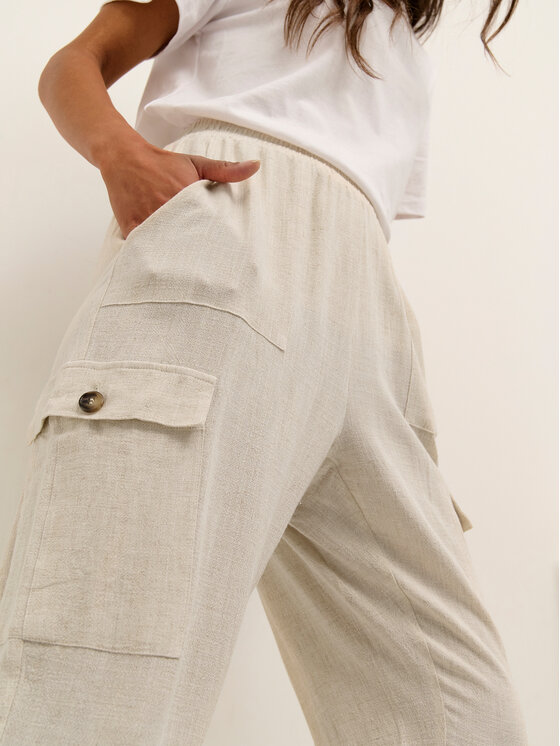 Kaffe Kaffe Riidest püksid Liny 10505458 Beež Relaxed Fit