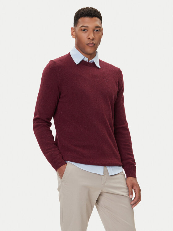 Barbour Barbour Sweater Essential Tisbury MKN0844RE56 Bordó Regular Fit