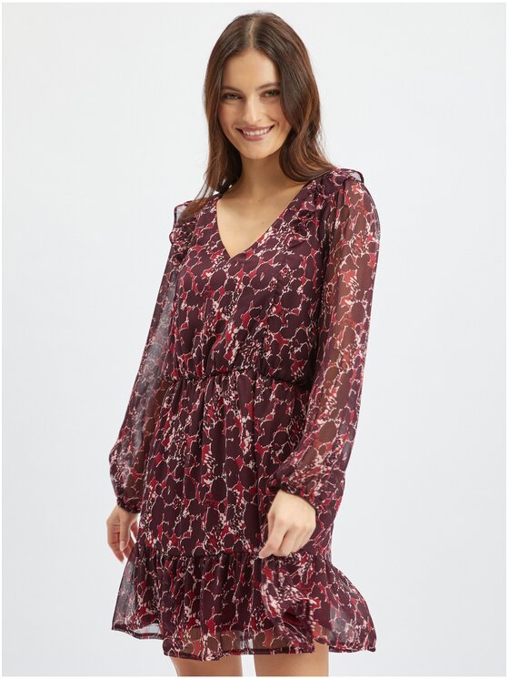 Orsay Orsay Sukienka 442279467000__42 Bordowy Regular Fit