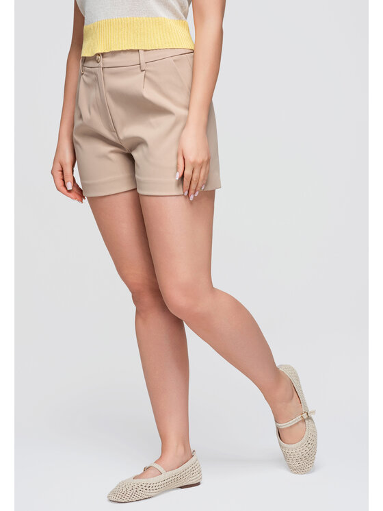 Ombre Ombre Szorty materiałowe OW-ST-E0018 Beżowy Slim Fit