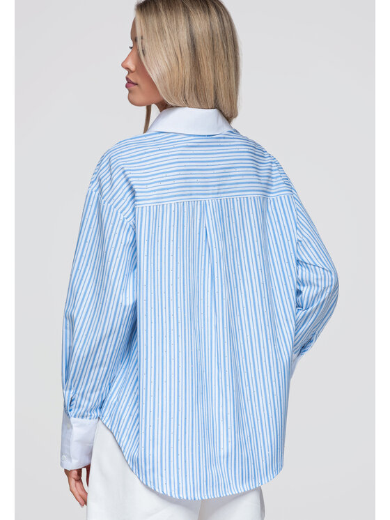 Ombre Ombre Koszula OW-SH-E0065 Niebieski Loose Fit