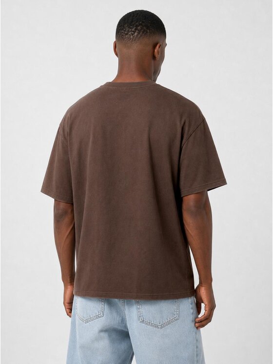 Jigga Wear Jigga Wear T-Shirt Szeroka luźna 131110 Brązowy Oversize