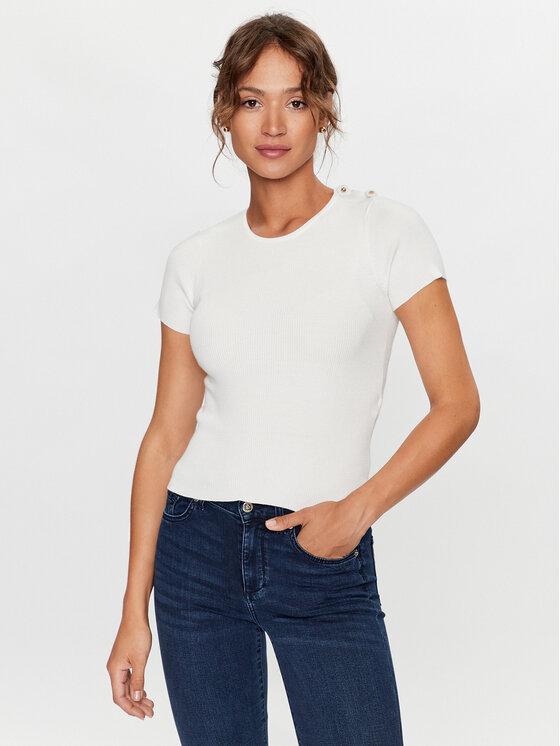Liu Jo Tričko CF3204 MS99E Biela Slim Fit