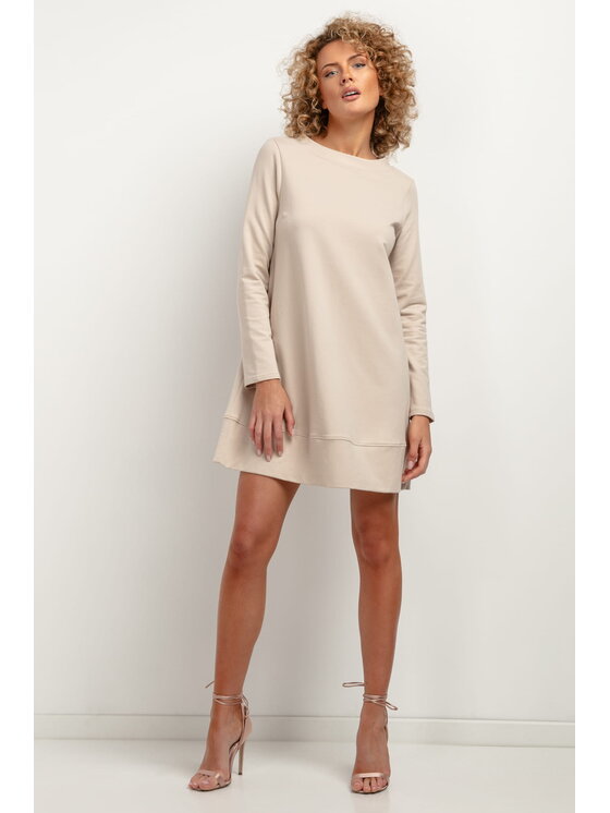 Tessita Tessita Sukienka codzienna T378 Beżowy A-Line Fit