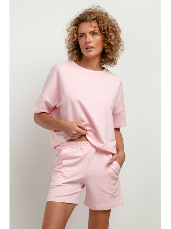 Tessita Tessita Bluza T386-4-L/XXL Różowy Oversize