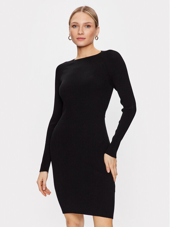 HUGO Hugo Strickkleid 50482429 Schwarz Slim Fit