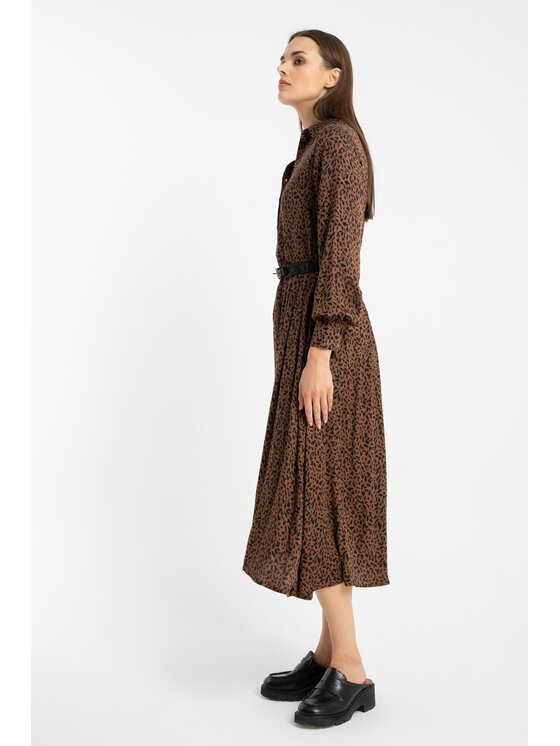 CLICK CLICK Každodenní šaty 60-6159 Hnědá Regular Fit