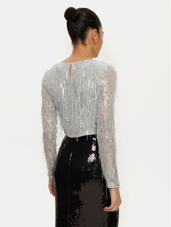 ONLY ONLY Bluzka Spacy 15331803 Srebrny Cropped Fit