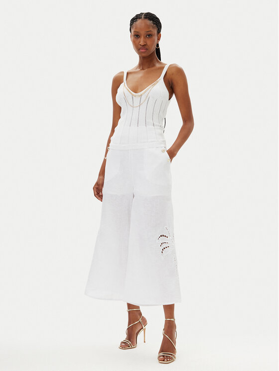 MET MET Панталони тип кюлоти M10 278PT Бял Relaxed Fit