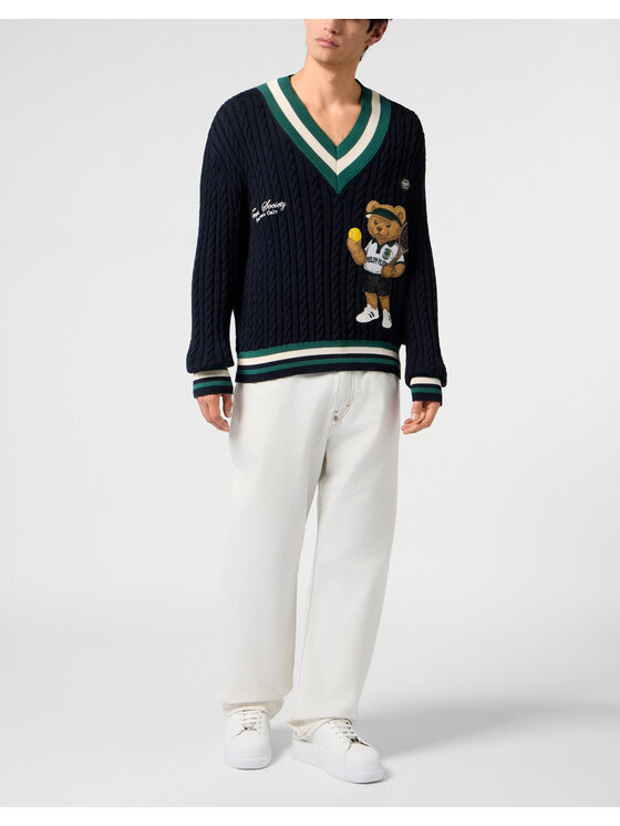 PHILIPP PLEIN PHILIPP PLEIN Sweter 30483 Granatowy Regular Fit