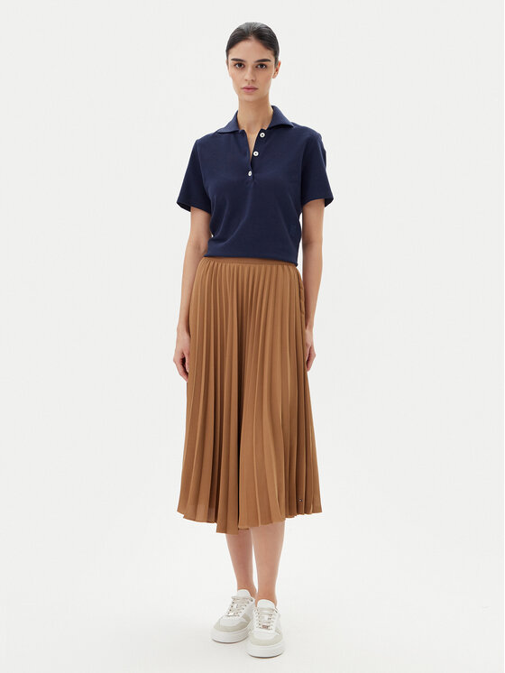 Tommy Hilfiger Tommy Hilfiger Spódnica plisowana WW0WW43886 Brązowy Regular Fit