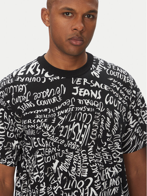 Versace Jeans Couture Versace Jeans Couture Marškinėliai 78GAH6R0 Juoda Regular Fit