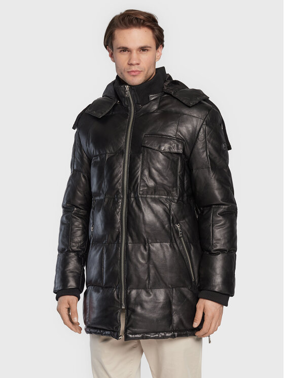Bugatti Bugatti Ādas jaka 222 048 Melns Regular Fit