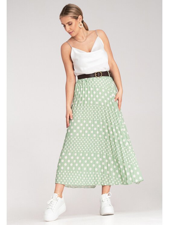 FIGL FIGL Gonna plissettata M1155 Verde Flared Fit