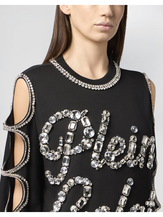 PHILIPP PLEIN PHILIPP PLEIN Sukienka codzienna 30531 Czarny Over Fit