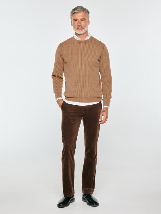 BIG STAR BIG STAR Sweter KIRK Brązowy Basic Fit