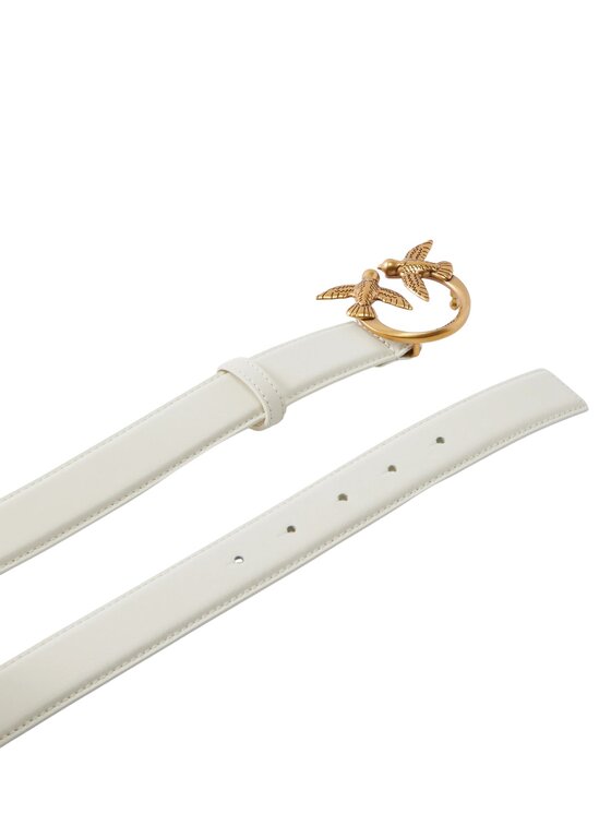 PINKO PINKO Pasek Cintura Love Birds in pelle 3cm Biały