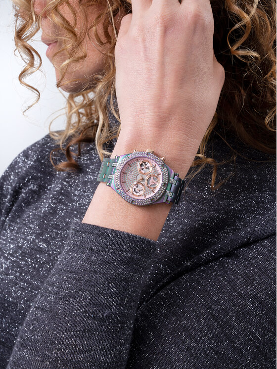 Guess Guess Laikrodis moterims Heiress Rainbow GW0440L3 Rožinė