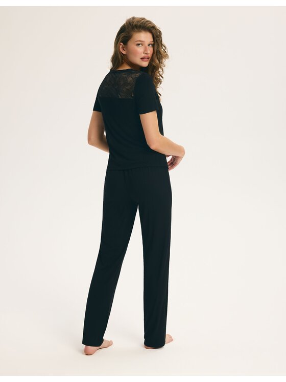 Esotiq Esotiq Piżama 45996 Czarny Regular Fit
