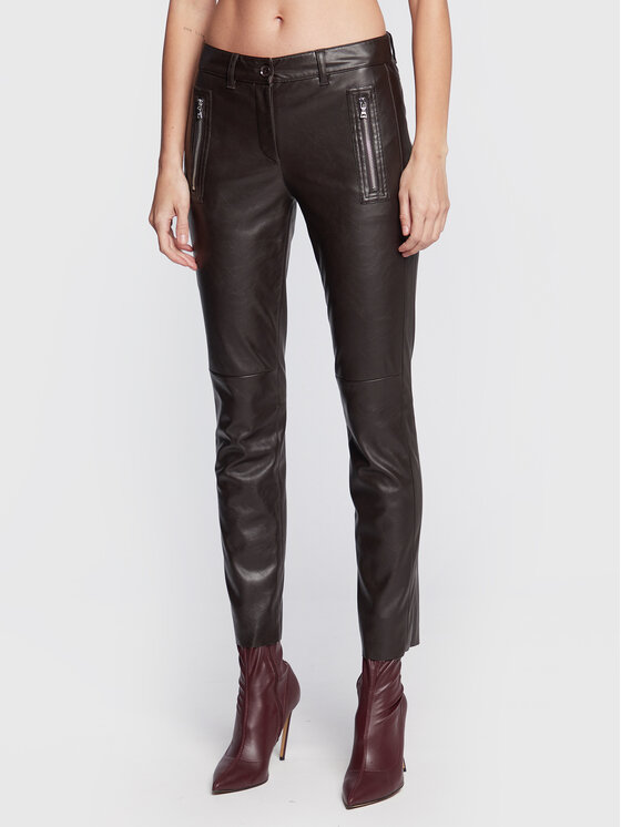 Marc Aurel Pantaloni din imitație de piele 1665 2000 92699 Maro Regular Fit 1665 imagine noua