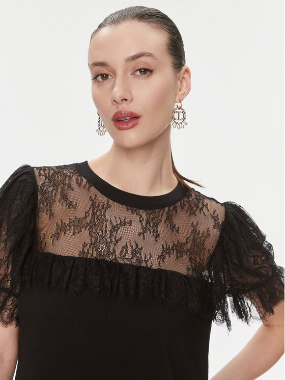 TWINSET TWINSET Μπλουζάκι 241TP2217 Μαύρο Regular Fit