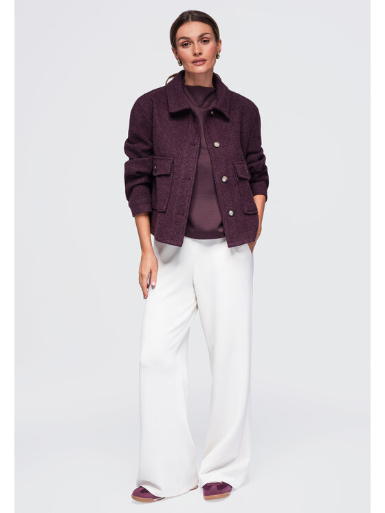 Ombre Ombre Kurtka przejściowa OW-JANP-0140 Bordowy Relaxed Fit