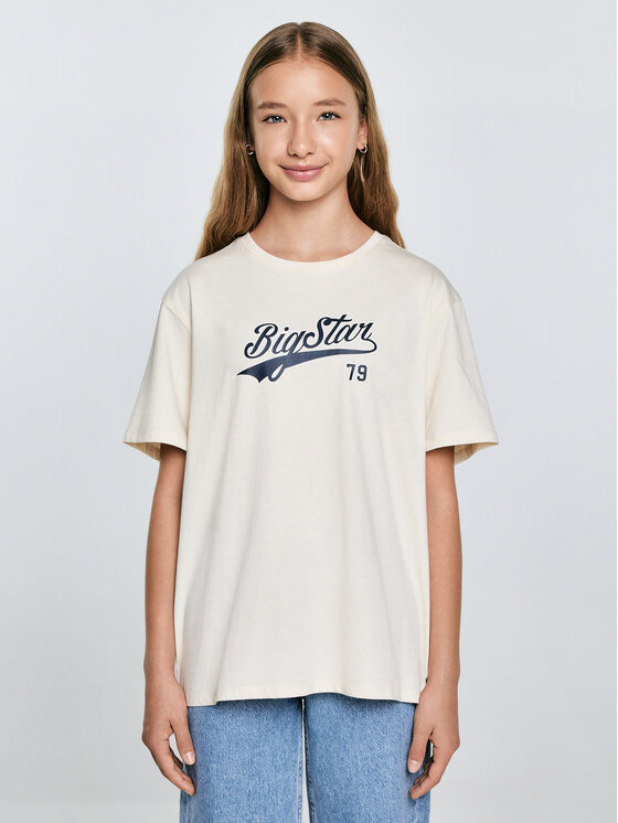 BIG STAR BIG STAR T-Shirt EMILLIA Kremowy Oversize