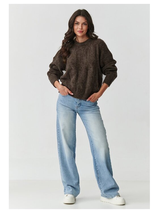 Makadamia Makadamia Sweter S169 Brązowy Boxy Fit