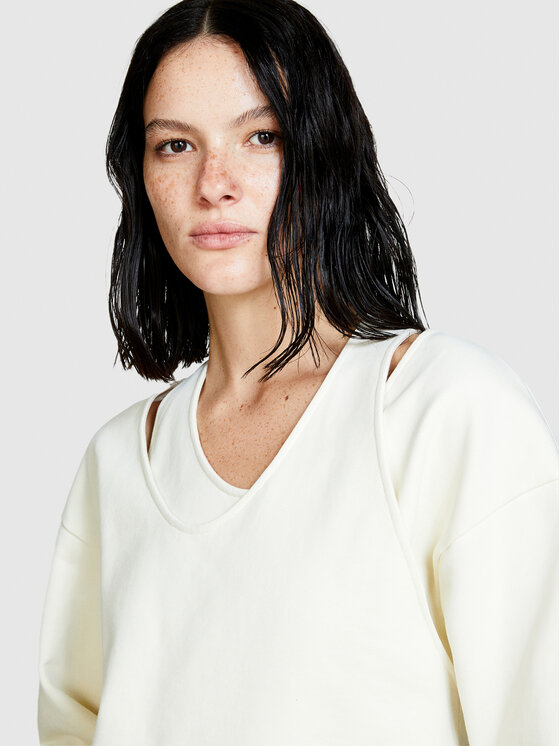 Sisley Sisley Majica dugih rukava 3FPPL104P Écru Regular Fit