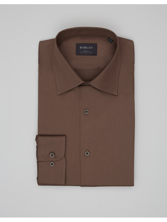 Borgio Borgio Koszula simala 00649 Szary Slim Fit