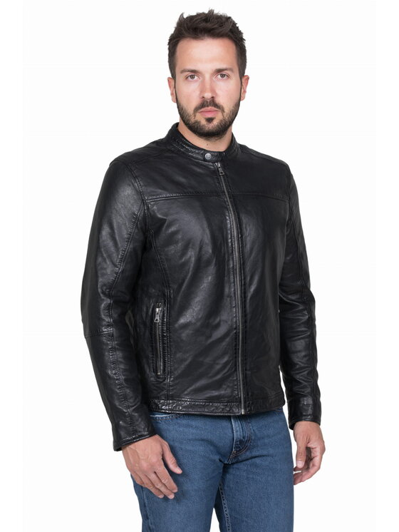 David Ryan David Ryan Kurtka skórzana BOSTON Czarny Regular Fit