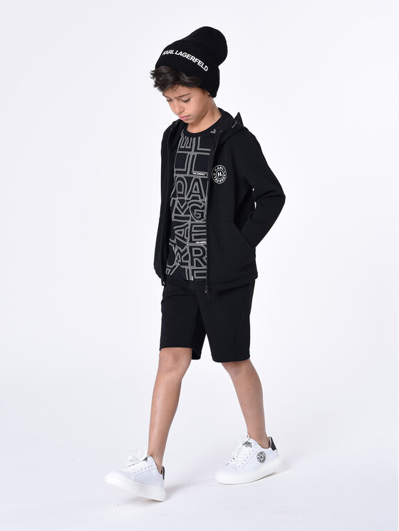 Karl Lagerfeld Kids T-krekls Z25414 S Melns Regular Fit