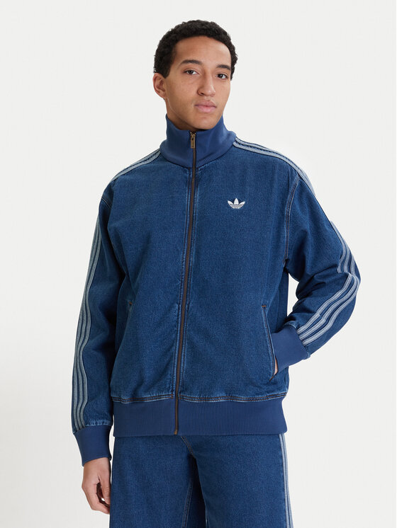 adidas Bluză adicolor Denim Firebird KD1517 Albastru Loose Fit
