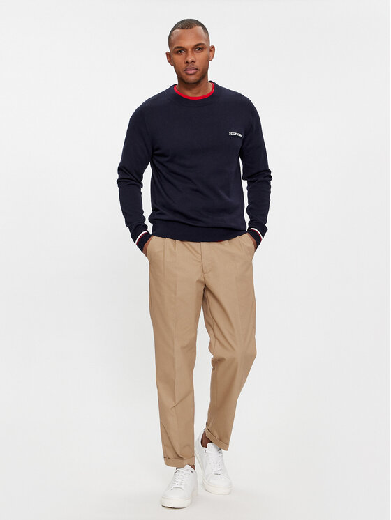 Tommy Hilfiger Tommy Hilfiger Sweater Global Stripe Crew Nk MW0MW33502 Sötétkék Regular Fit