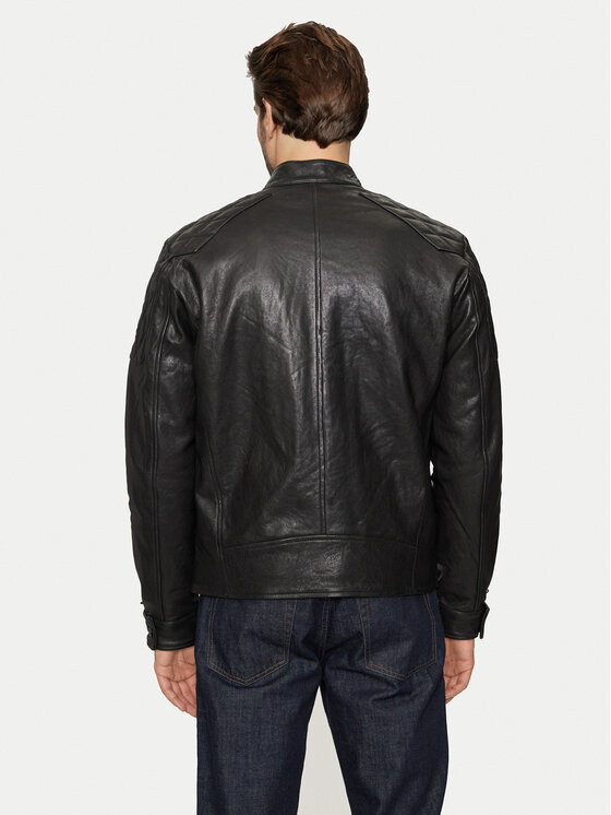 REPLAY REPLAY Kurtka skórzana M8435 .000.84950 Czarny Regular Fit