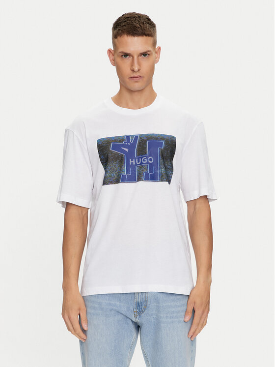 HUGO Hugo T-Shirt Nedary 50519131 Bílá Regular Fit