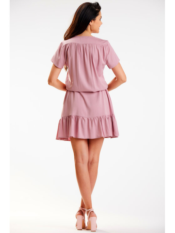Awama Awama Sukienka letnia A575 Różowy Basic Fit