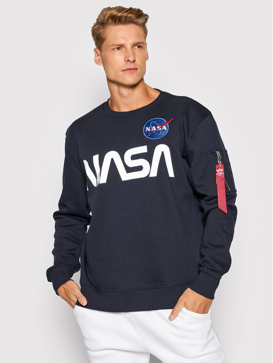 Alpha Industries Džemperis ar kapuci Nasa Reflective 178309 Tumši zils Regular Fit