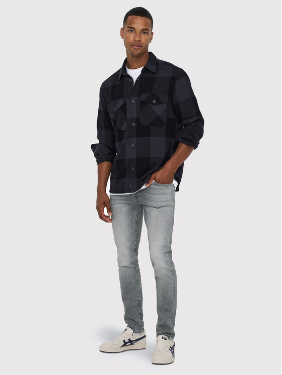 Only & Sons Only & Sons Traperice Loom 22023227 Siva Slim Fit