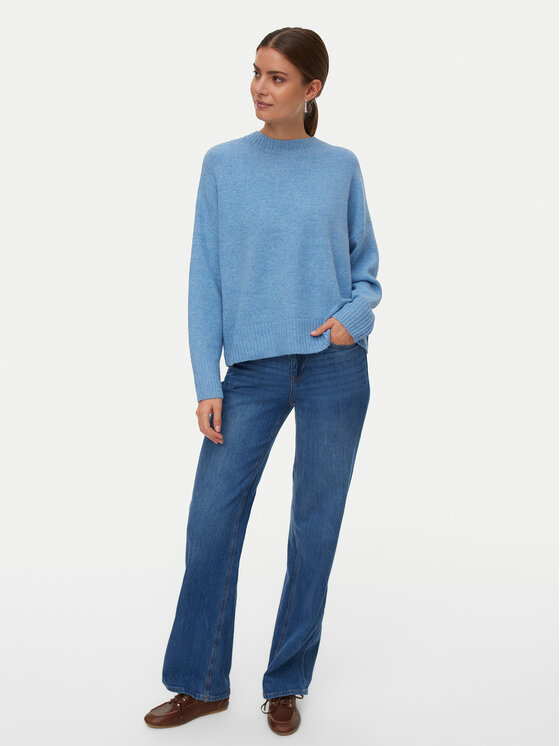 Vero Moda Vero Moda Sweter Vmboom 10320463 Błękitny Loose Fit