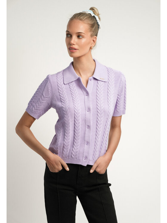 BIZUU BIZUU Sweter PATRI Fioletowy Standard Fit