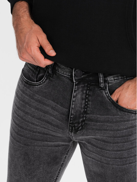 Ombre Ombre Jeansy OM-PADP-0214 Šedá Regular Fit