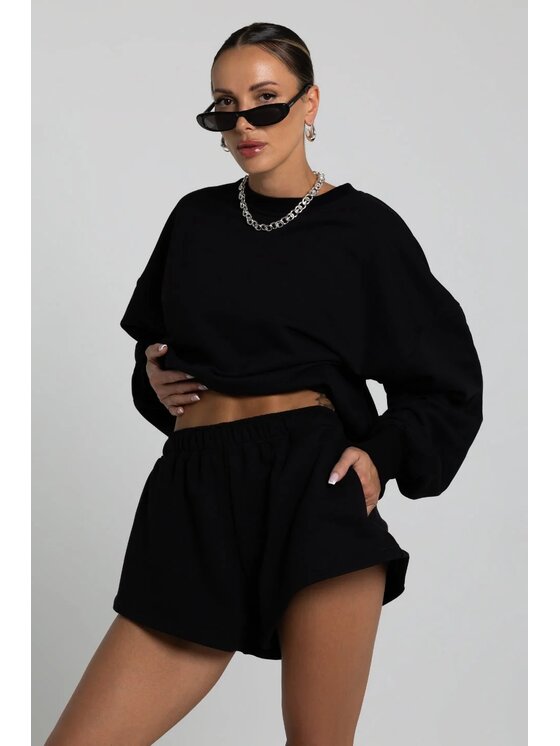 Chiara Wear Chiara Wear Szorty materiałowe Szorty dresowe - Czarny Regular Fit