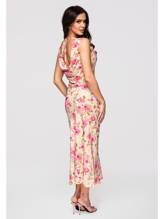Ombre Ombre Sukienka wieczorowa LA-OM-DLR367 Żółty Authentic Slim Fit