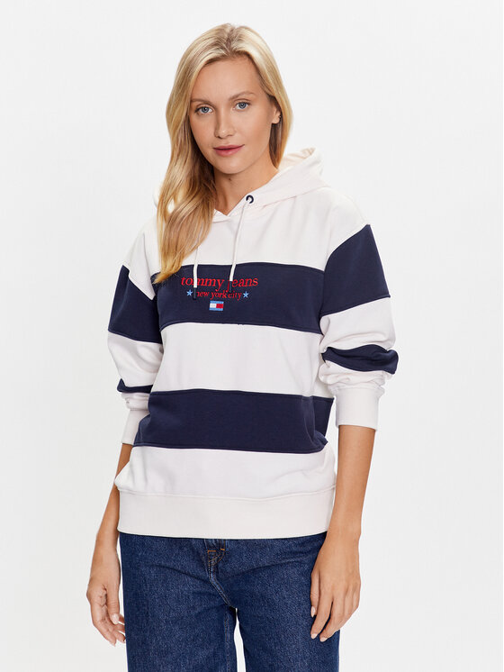 Tommy Jeans Džemperis ar kapuci DW0DW16139 Écru Relaxed Fit