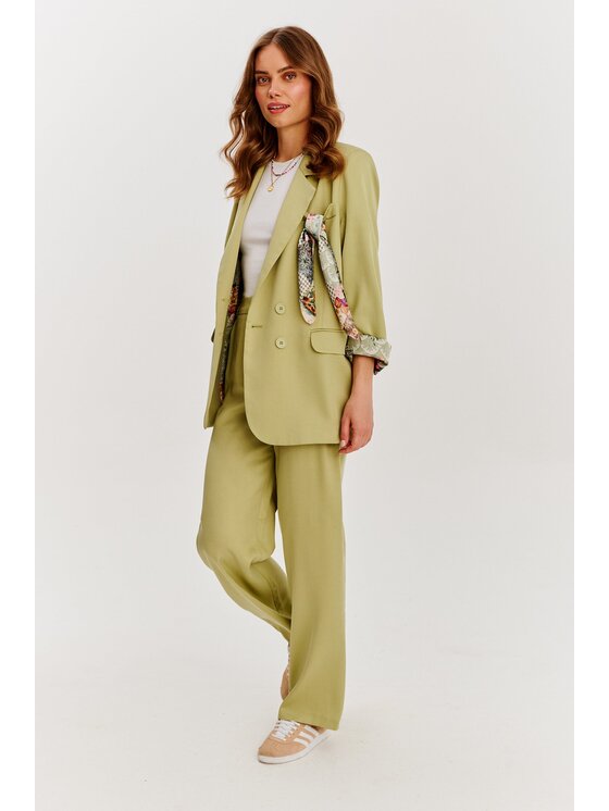 NAOKO NAOKO Spodnie materiałowe Garden Spark Zielony Regular Fit